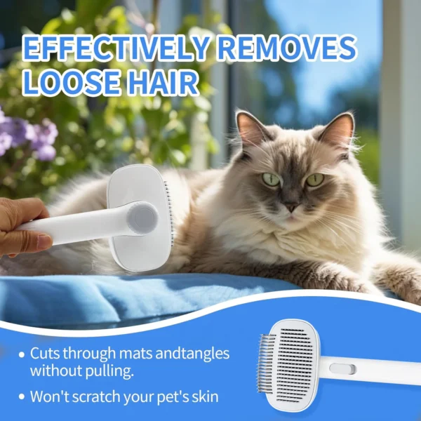 Pet Grooming Brush 3-in-1 Multi-Function Adjustable Round Tip Comb - Image 5