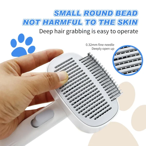Pet Grooming Brush 3-in-1 Multi-Function Adjustable Round Tip Comb - Image 3