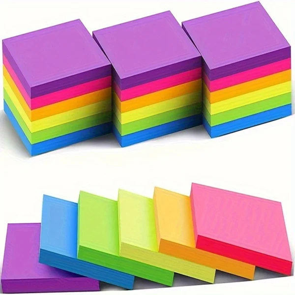 300-piece self-adhesive sticky note set - vibrant neon colors - Image 2
