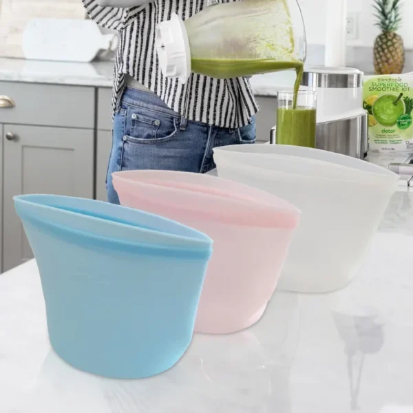 500ml/1000ml/1500ml Reusable Silicone Food Grade Storage Bag Lunch - Image 2