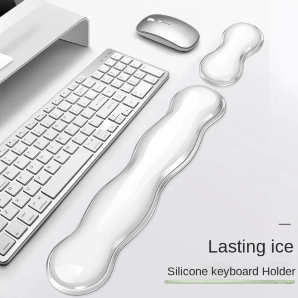 Mouse pad with wrist rest, keyboard rest, anti slip silicone